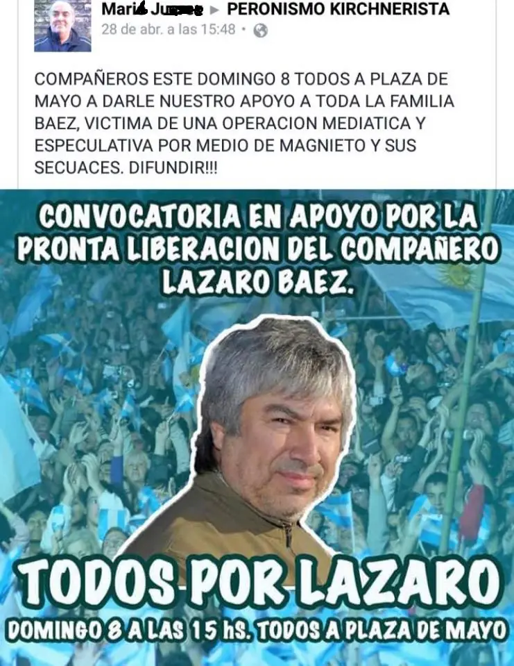 Marcha ( y van...) para apoyar a Lazaro Báez