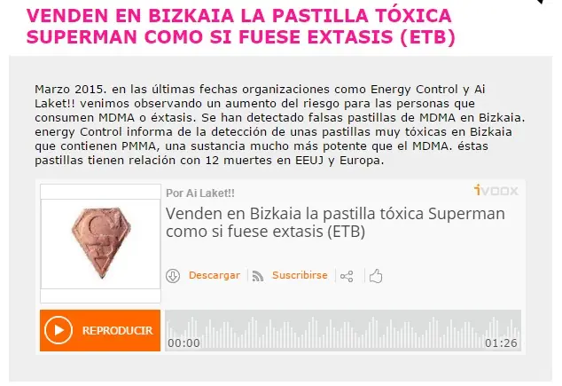 Alerta: Pastillas con PMMA, Sustancia muy toxica (superman)