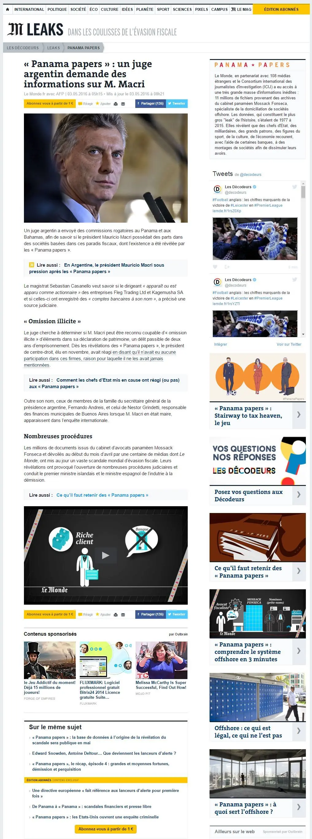 Le Monde preocupado por los panamá papers