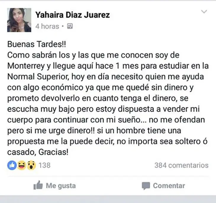 Vende su cuerpo en FB y les da una lección a los pajeros