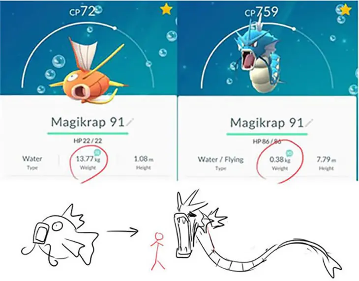 Cómo se verían los pokemones con su peso y altura real