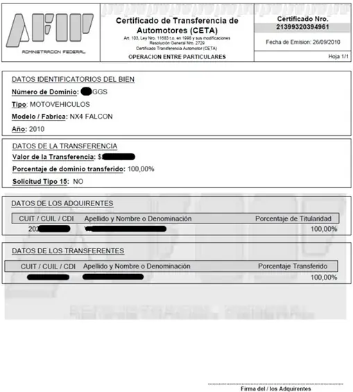 transferencia automotor