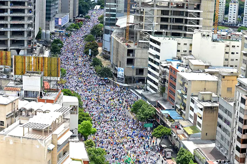 Vzla:Comparacion entre marcha Opositora y Marcha Chavistas