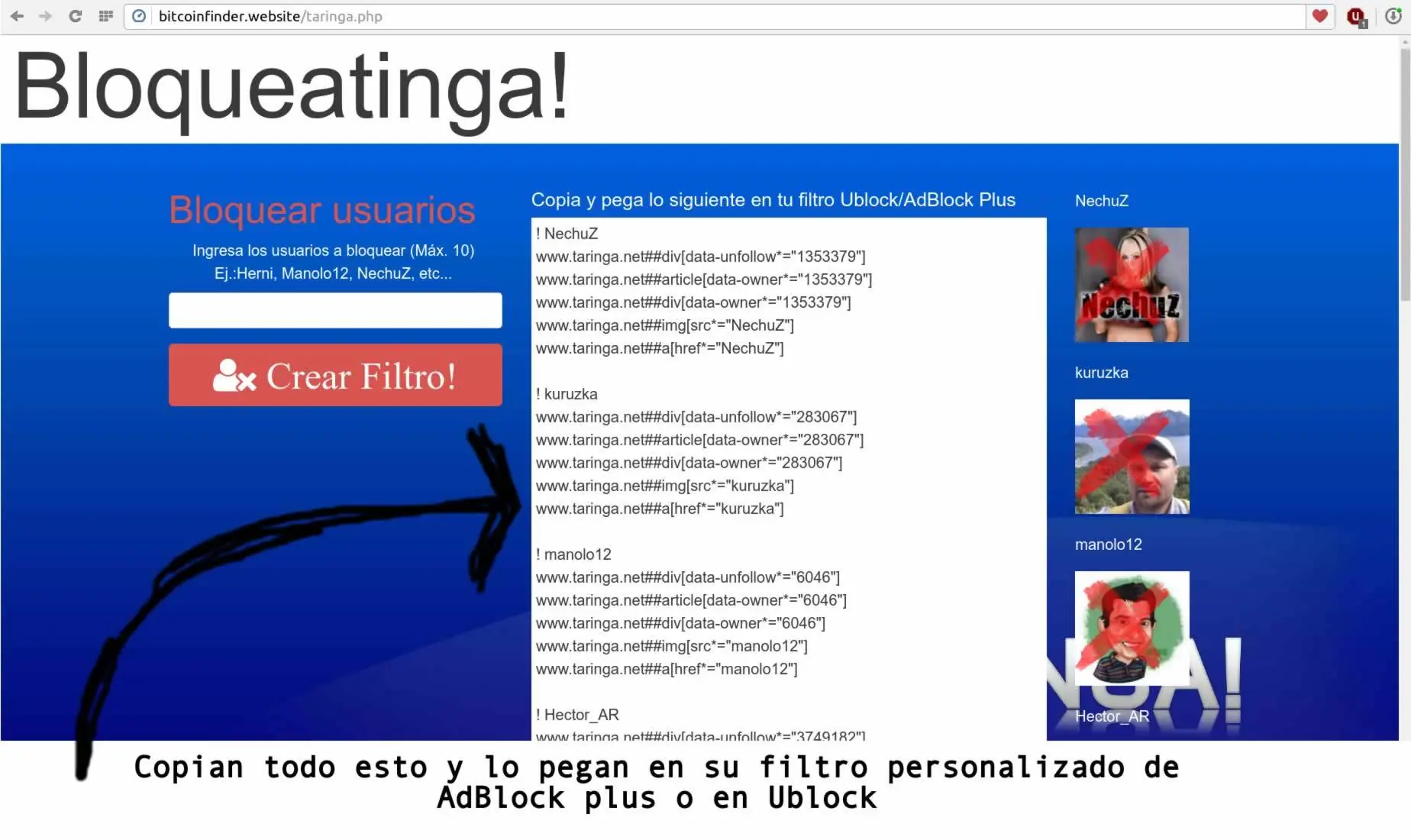 Bloquea usuarios con esta web como un campeón