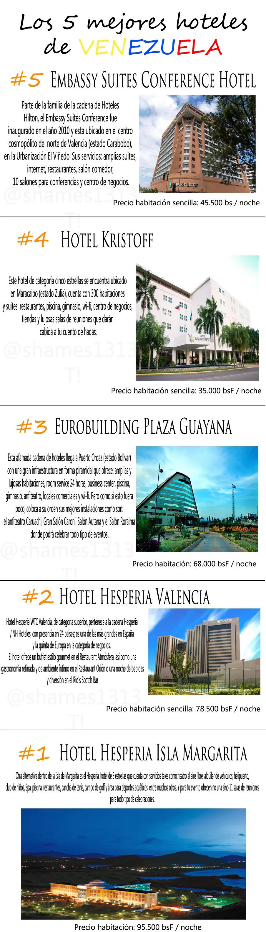 Los 5 mejores hoteles de Venezuela + precios.