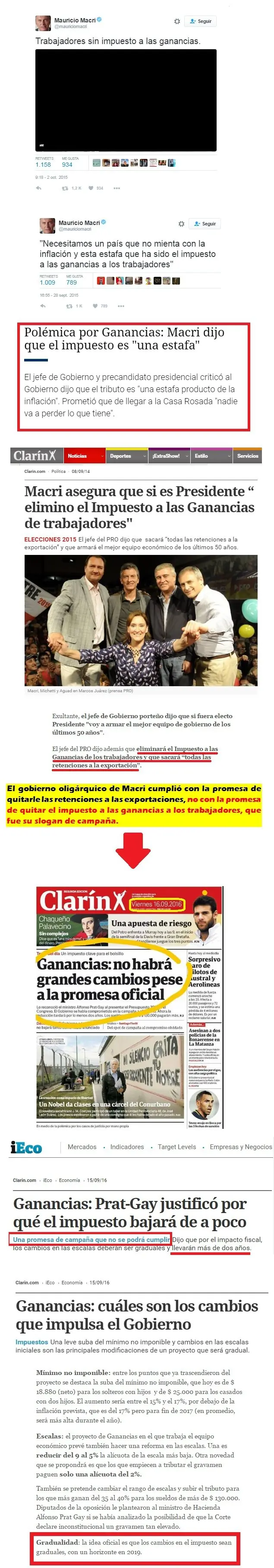 Impuesto a las ganancias, otra mentira de Macri