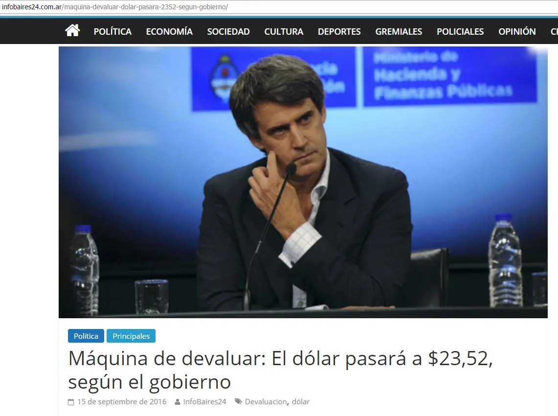 Prat Gay la Máquina de devaluar El dólar pasará a $23,52