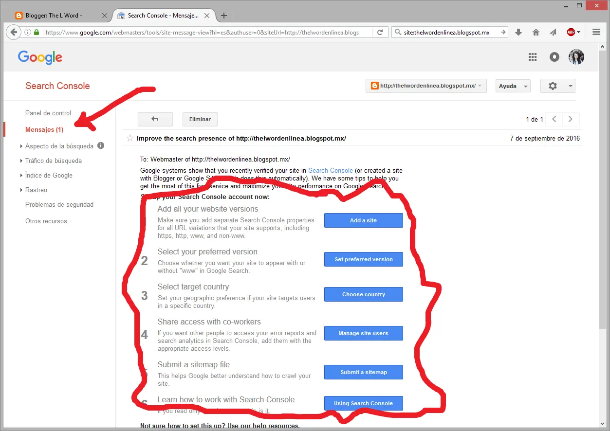anadir sitio web como propiedad