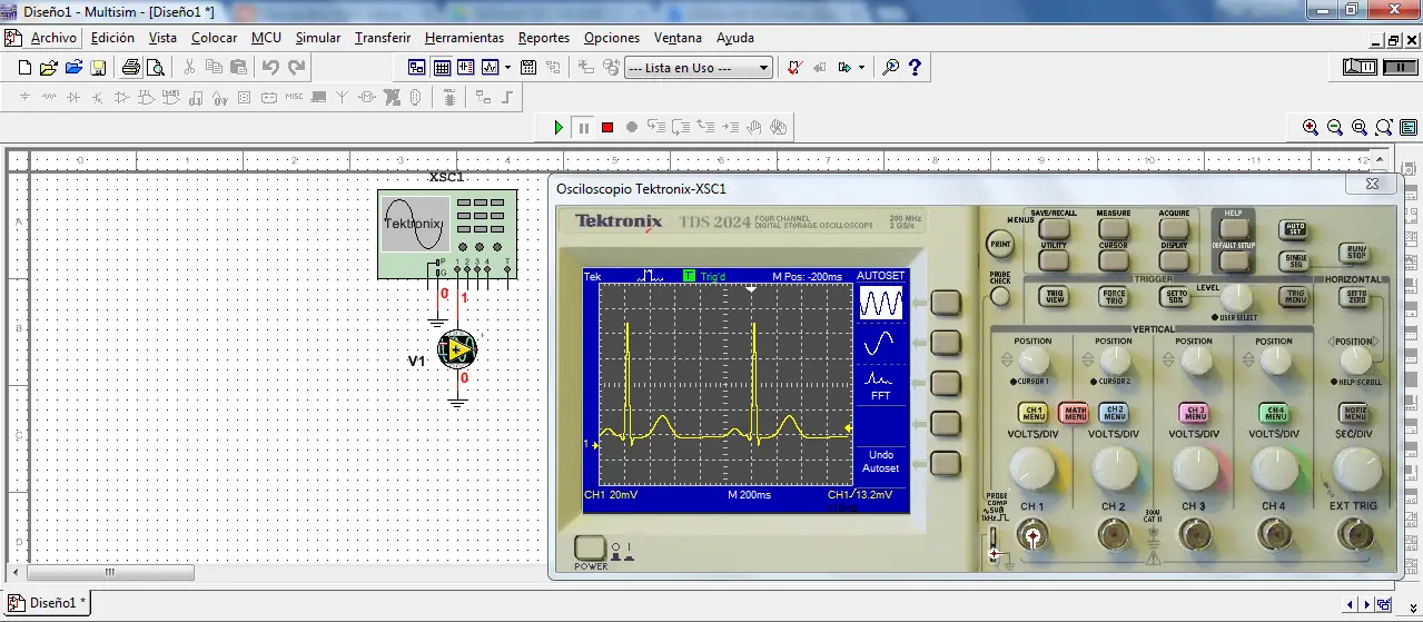 Simulación de una señal de ECG en multisim
