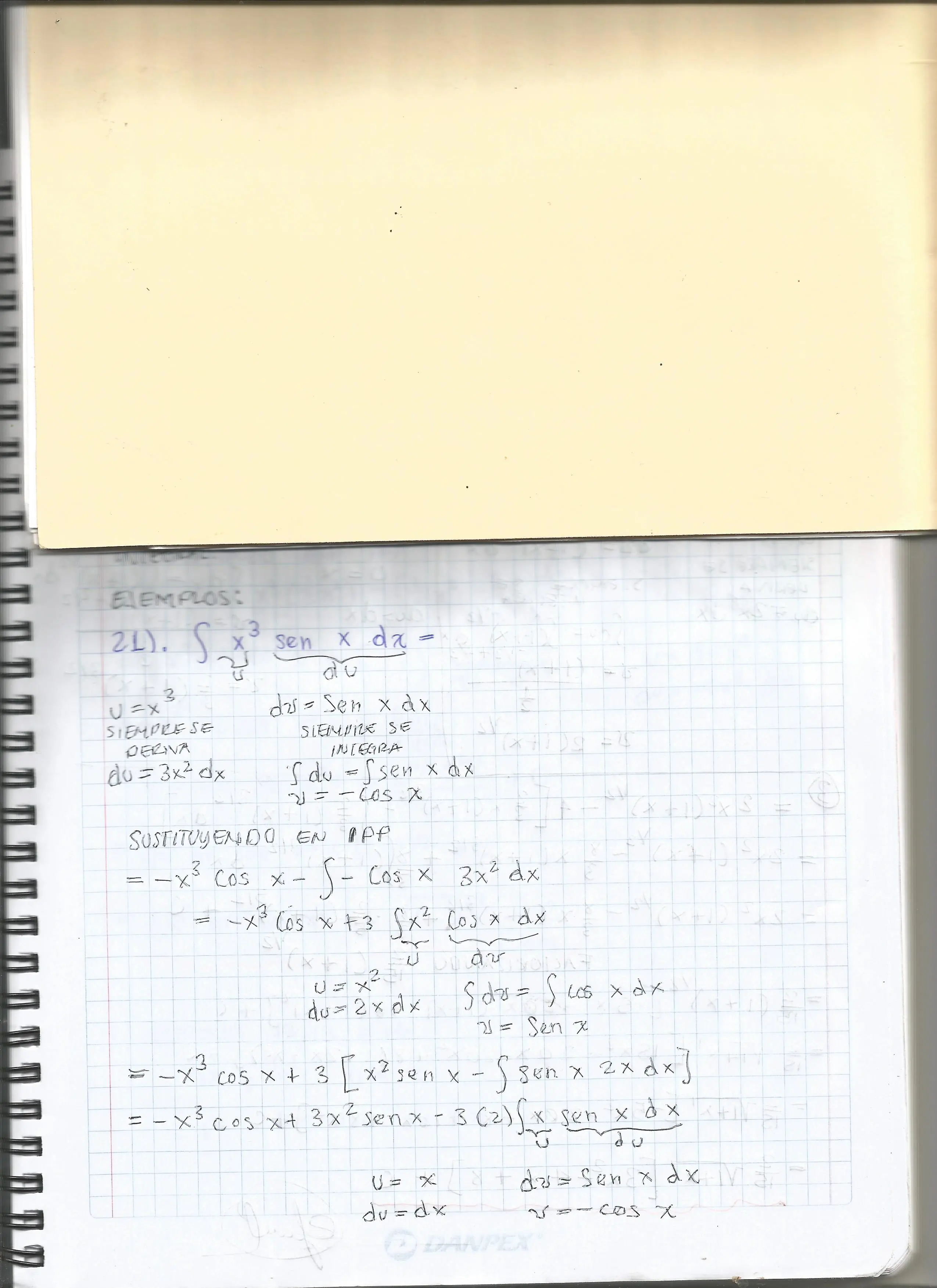 integrales resueltas por partes dificiles