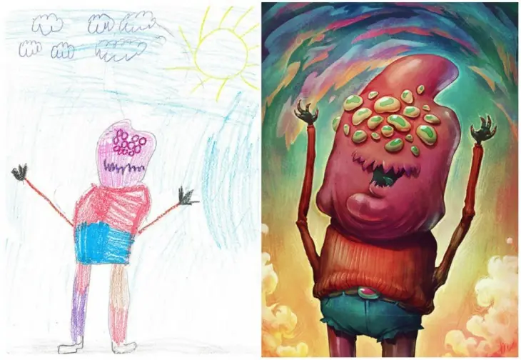 Artistas recrean dibujos de monstruos por niños