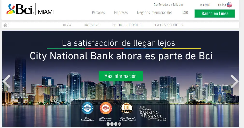 Banco Chileno BCI, Compra el CityNationalBank en USA