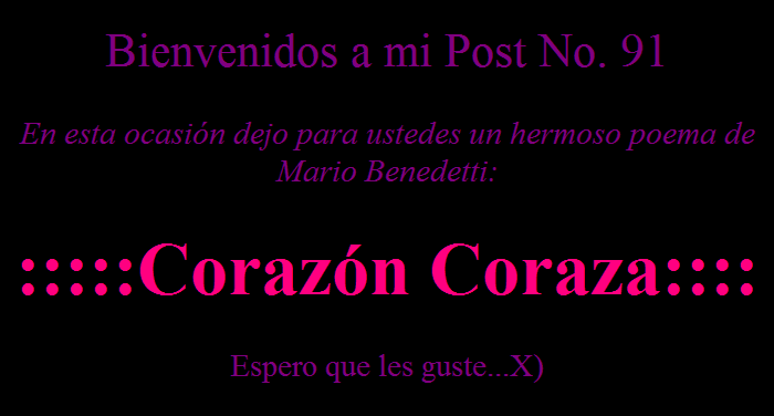 Poema -Corazón Coraza- de Mario Benedetti