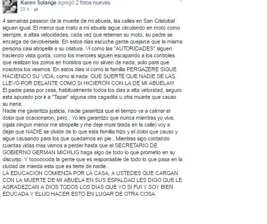 un menor atropello y mato a una amiga de mi mama