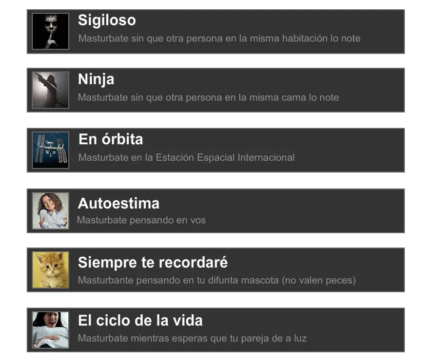 216 Desafíos de Masturbación