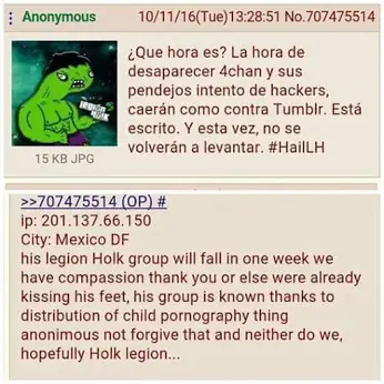 4chan amenaza a los admins de Legion Holk