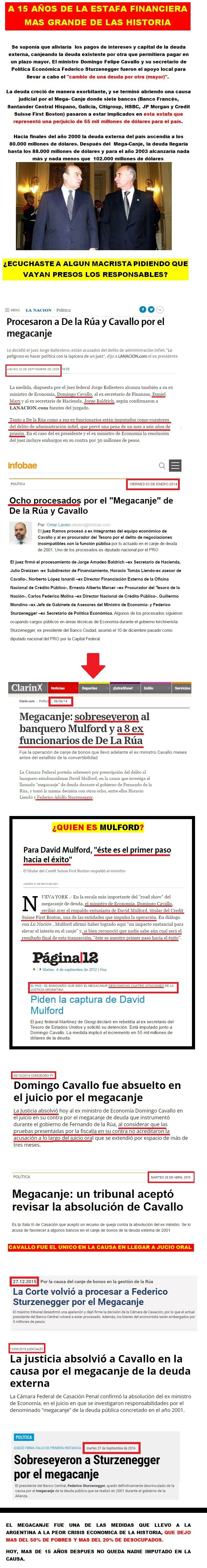Megacanje (impunidad) los macristas no piden justicia