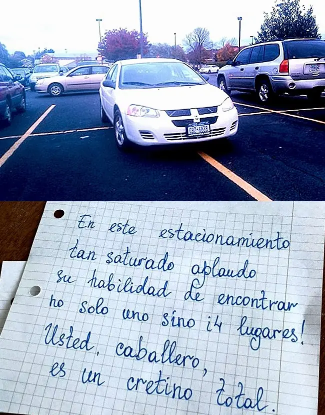 Brillantes notas a aquellos q no saben estacionar sus autos