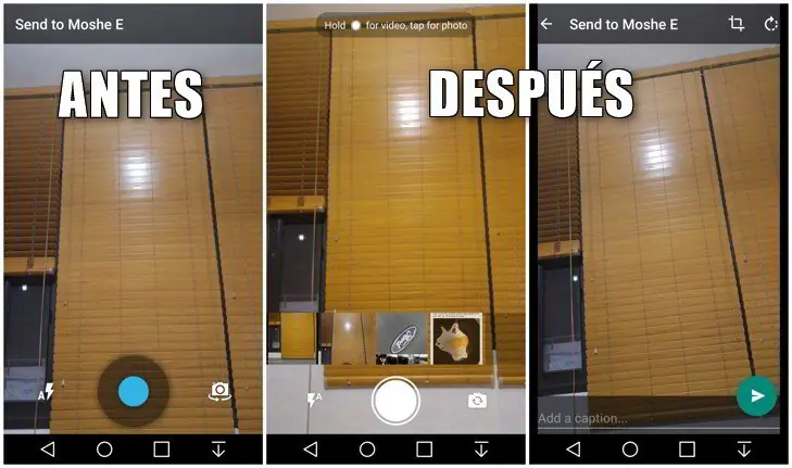 Así luce la renovada interfaz de Cámara de WhatsApp para A