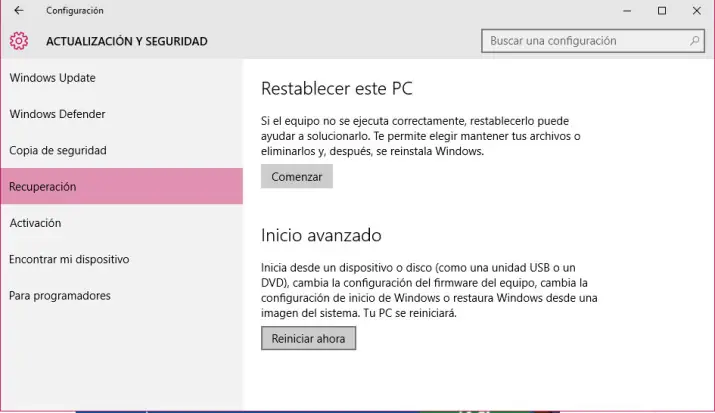 Cómo acceder a la configuración de UEFI en Windows 10