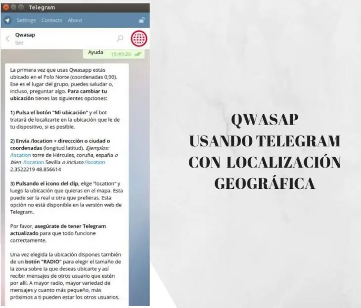 qwasap, usando Telegram como canal de comunicación localizad