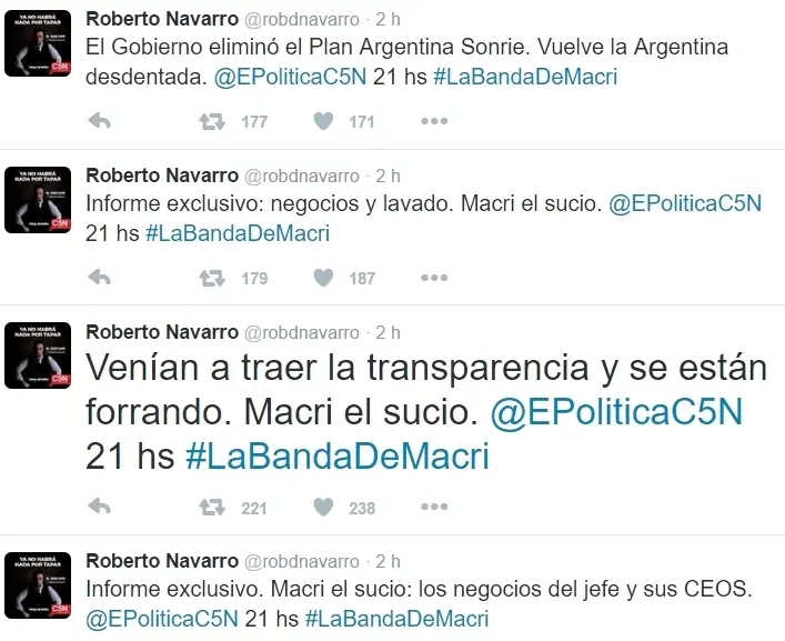 Participa de #LaBandaDeMacri con Roberto Navarro en EP