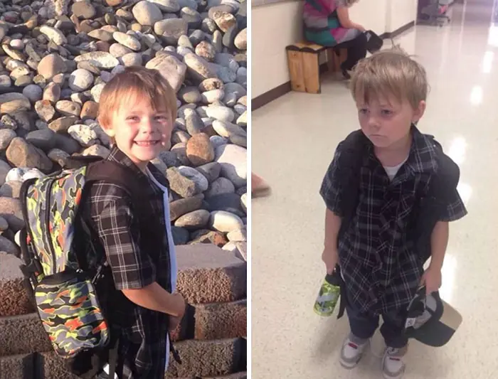 Niños antes y despues de ir a la escuela