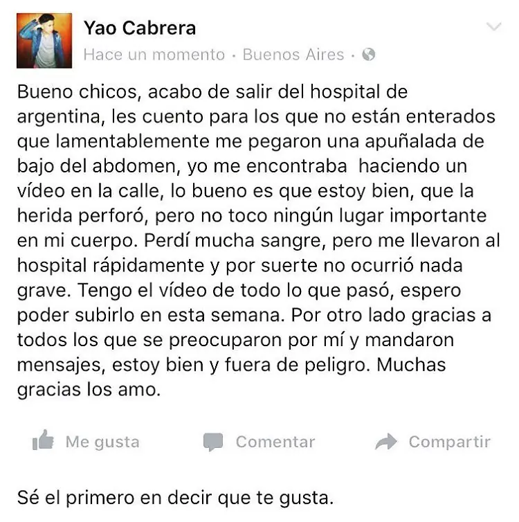 Urgente: Apuñalaron a Yao Cabrera mientras grababa