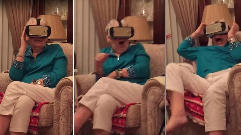 Abuela usa por primera vez la gafas de realidad virtual
