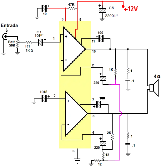 circuitos amplificador de audio