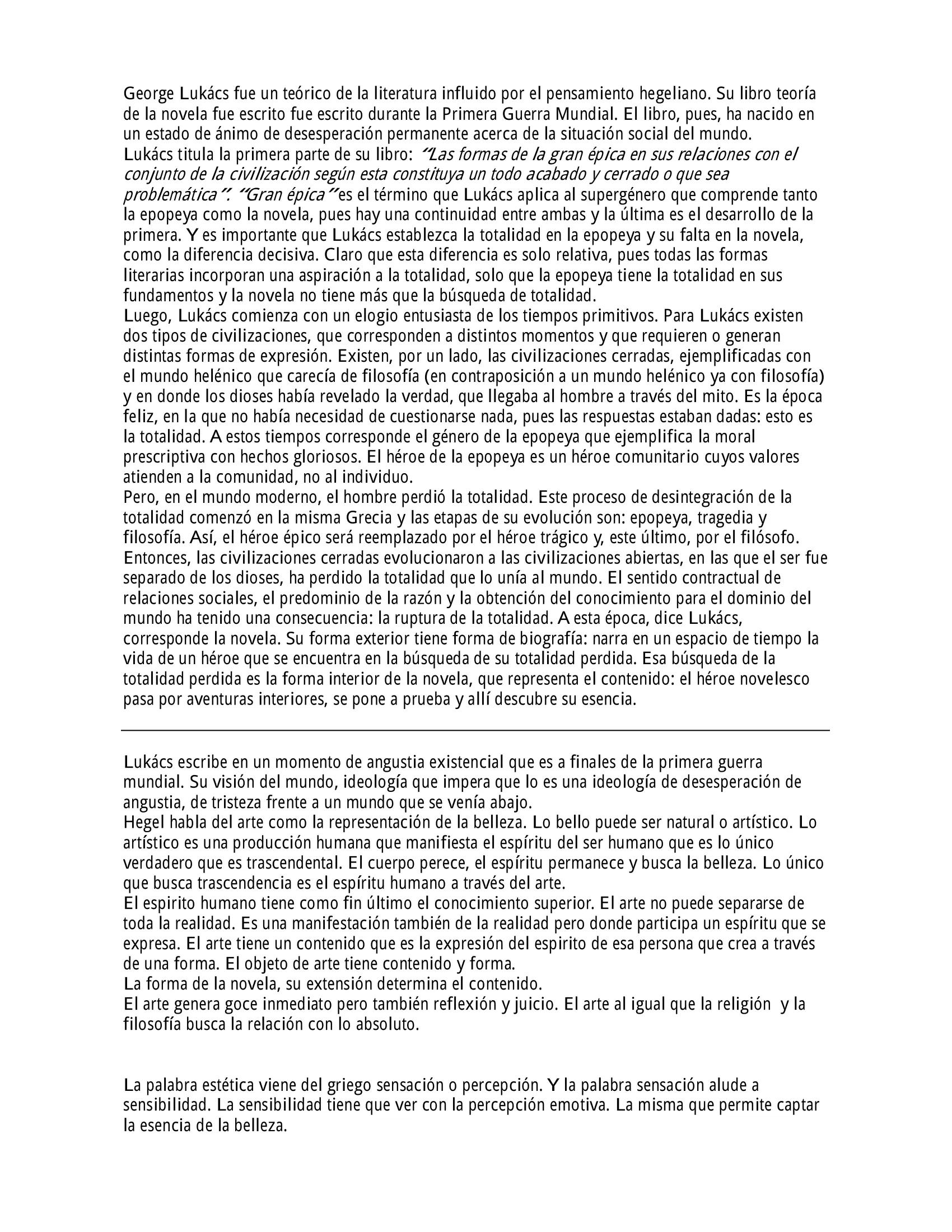 Teoría de la Novela George Lukács (Resumen)