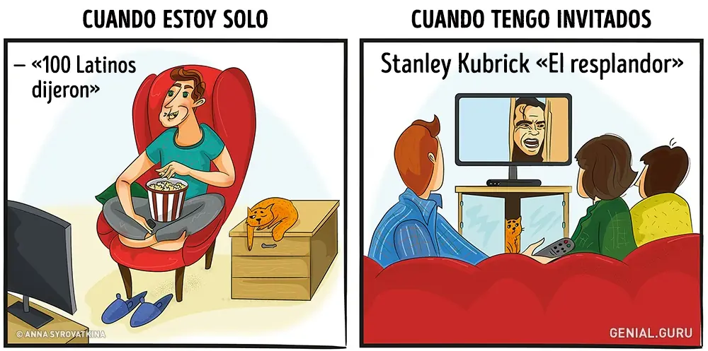 Cómo nos comportamos solos o cuando tenemos invitados