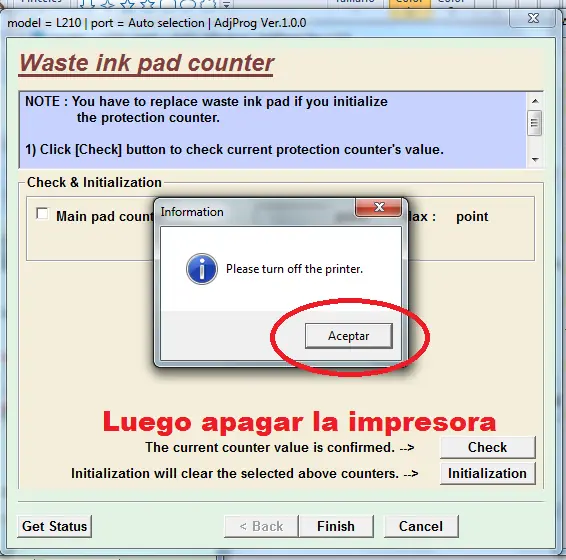 Resetear contador Almohadillas en Epson L210