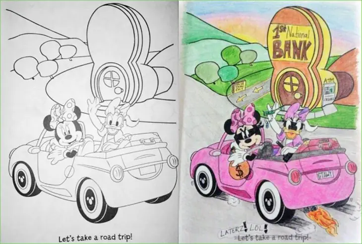 Dibujos para colorear que han sido corrompidos por adulto