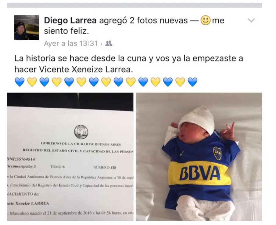 Le puso de nombre "Xeneize" a su hijo