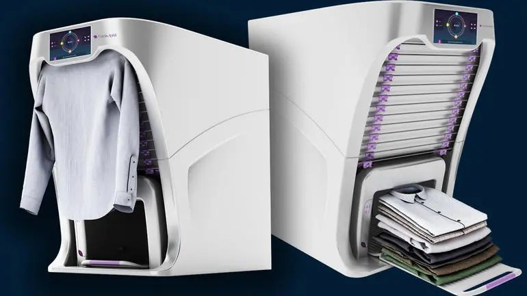 Inventaron una máquina que plancha y dobla ropa