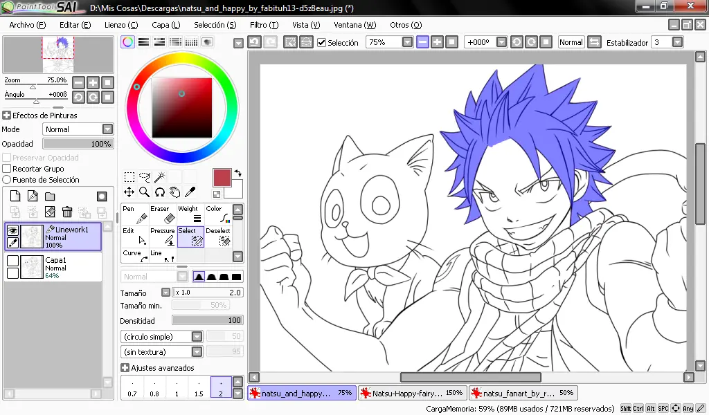 pinte mi primer dibujo en Sai y te lo muestro!paso a paso