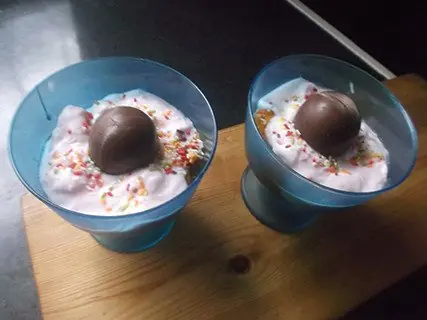 Boniato con yogurt de frambuesa