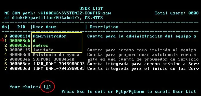 Borrar password de usuarios