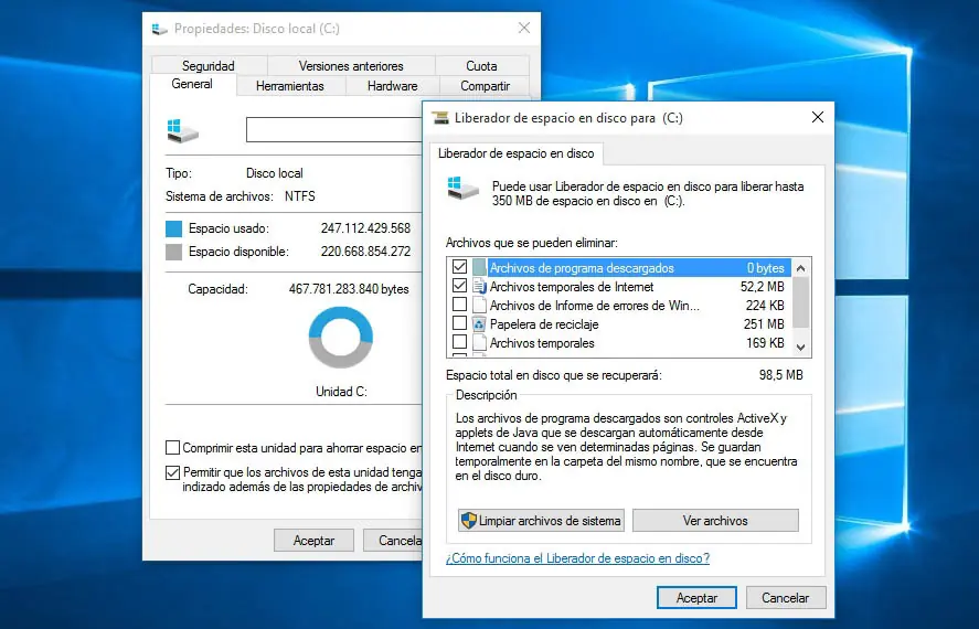 Eliminar archivos temporales tras actualizar a Windows 10