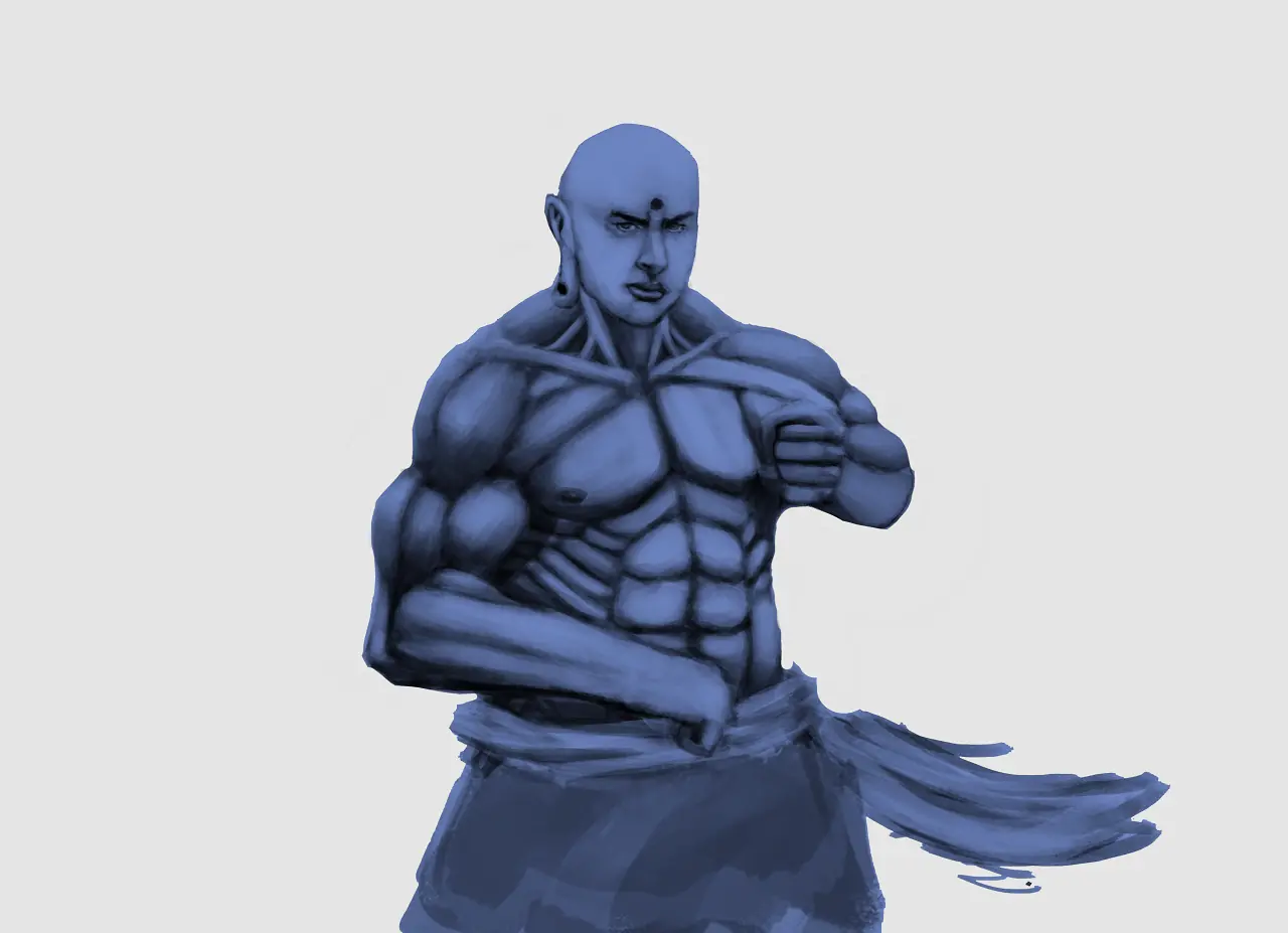 Ilustración de un guerrero Shaolin