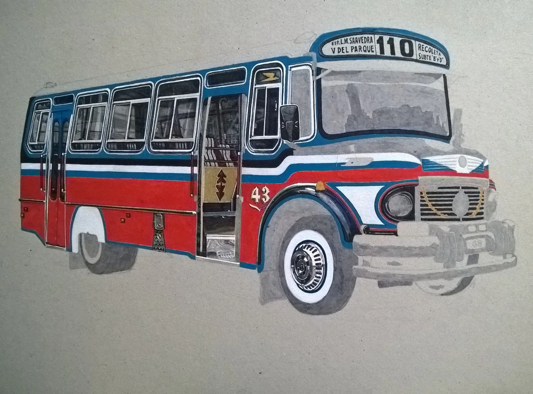 Dibujo: Colectivo, Linea 110 Dibujo: Colectivo, Linea 110