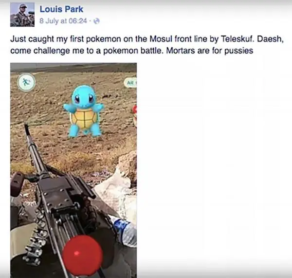 Soldado de ee.uu juega al pokemon go en plena batalla Soldado de ee.uu juega al pokemon go en plena batalla