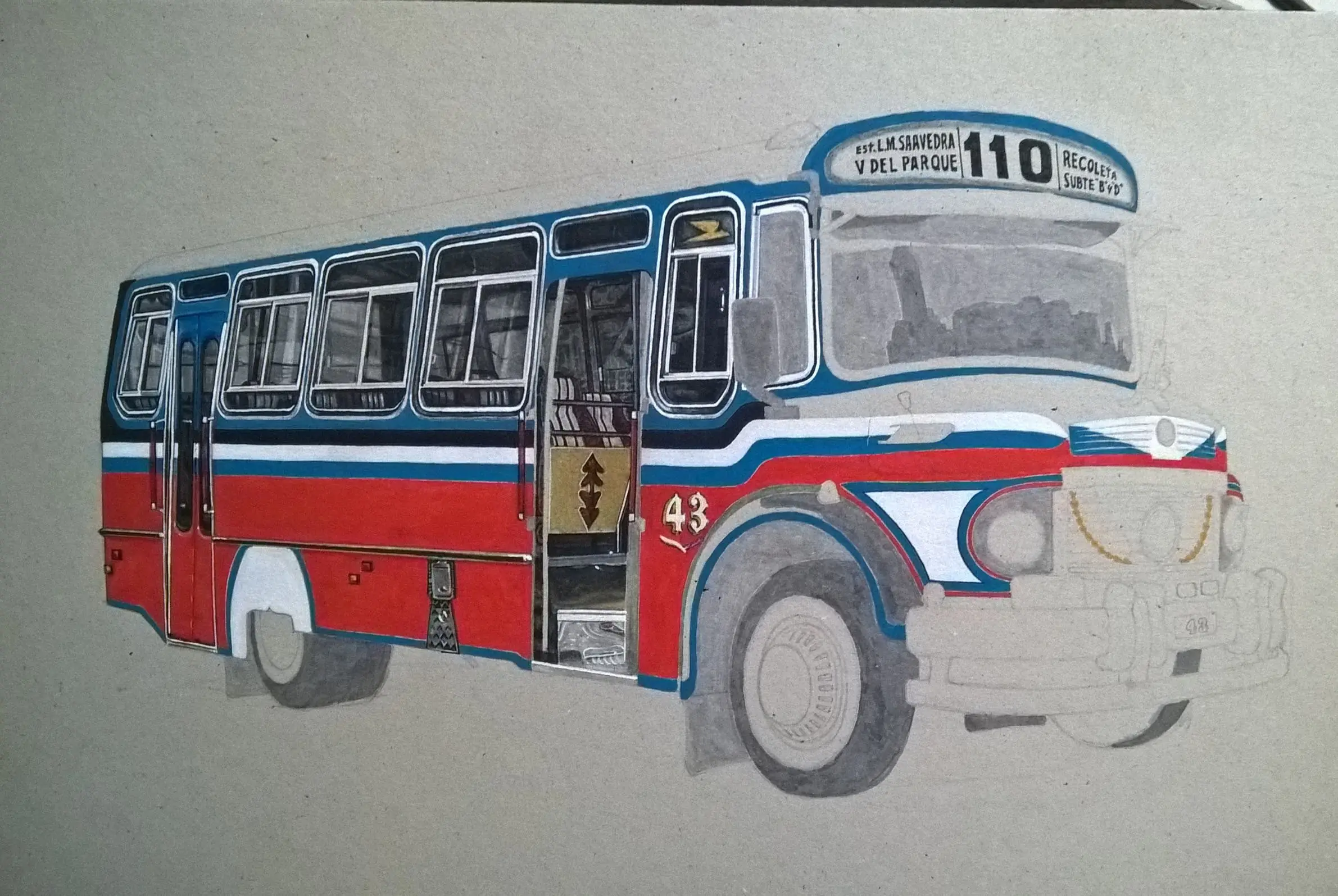 Dibujo: Colectivo, Linea 110 Dibujo: Colectivo, Linea 110