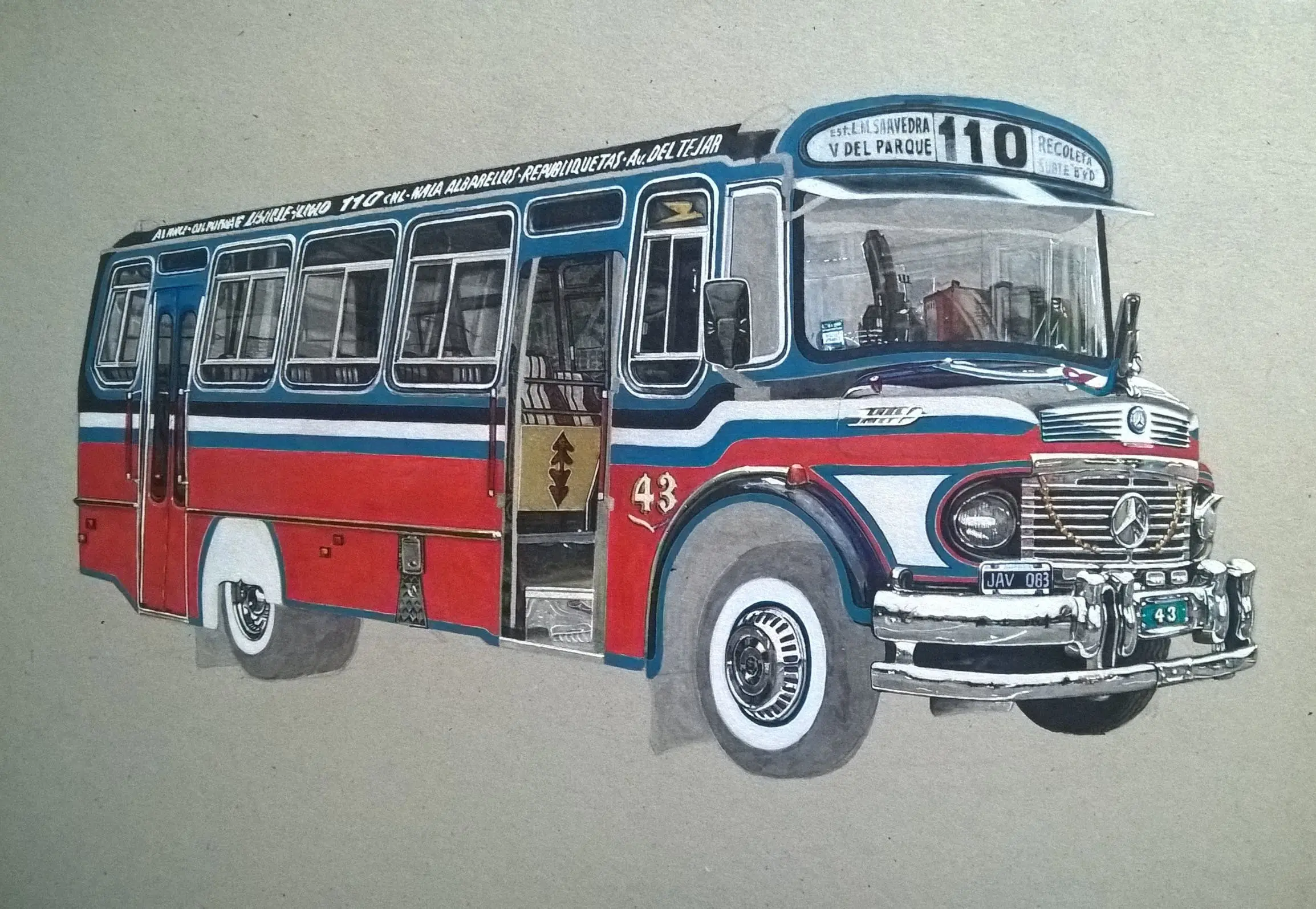 Dibujo: Colectivo, Linea 110 Dibujo: Colectivo, Linea 110