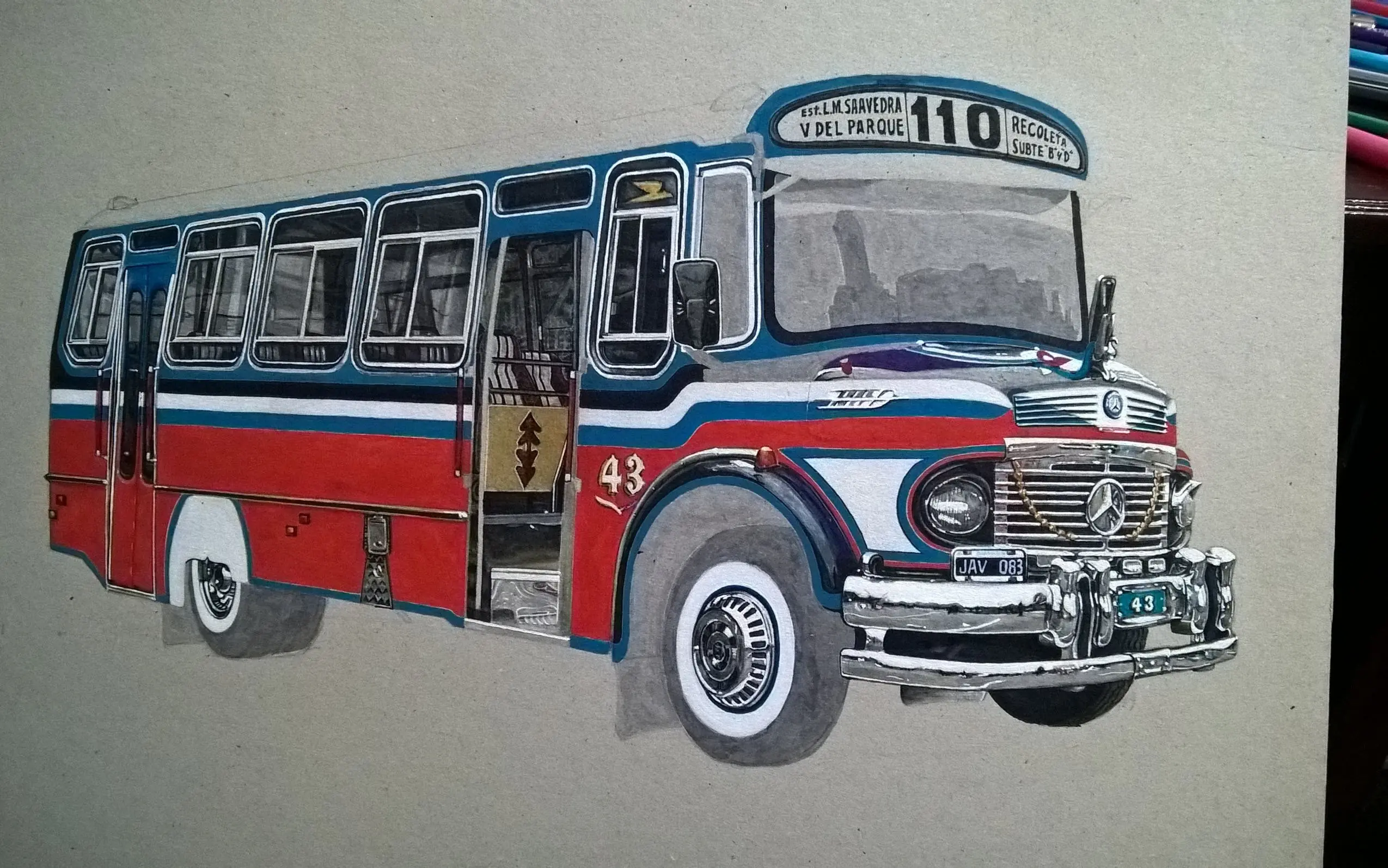 Dibujo: Colectivo, Linea 110 Dibujo: Colectivo, Linea 110