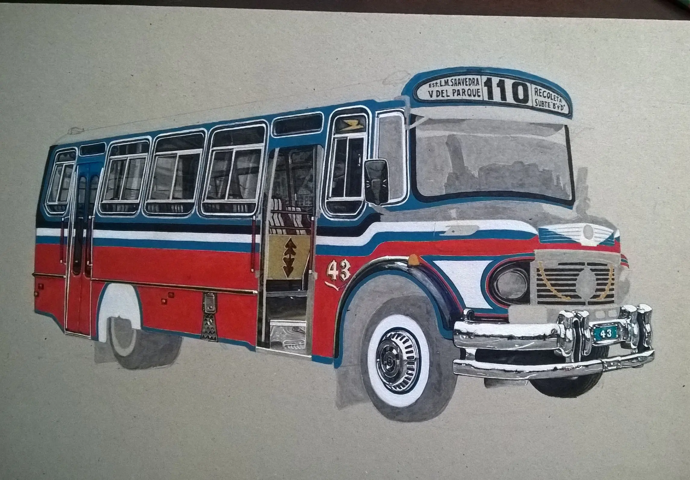 Dibujo: Colectivo, Linea 110 Dibujo: Colectivo, Linea 110