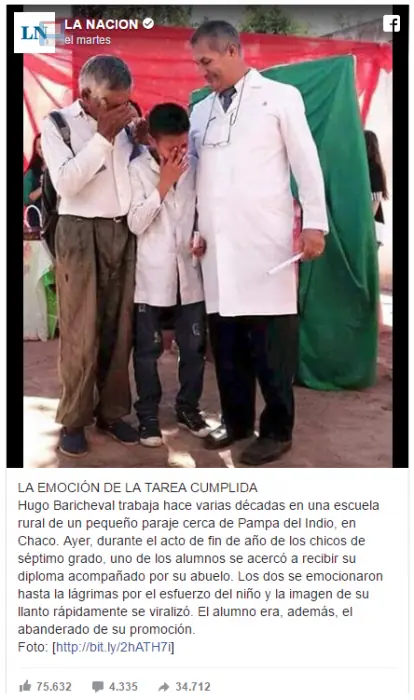 Humilde niño argentino se graduó caminando 6 km a diario