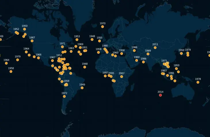 Un mapa online mostrando todos los aviones desaparecidos en