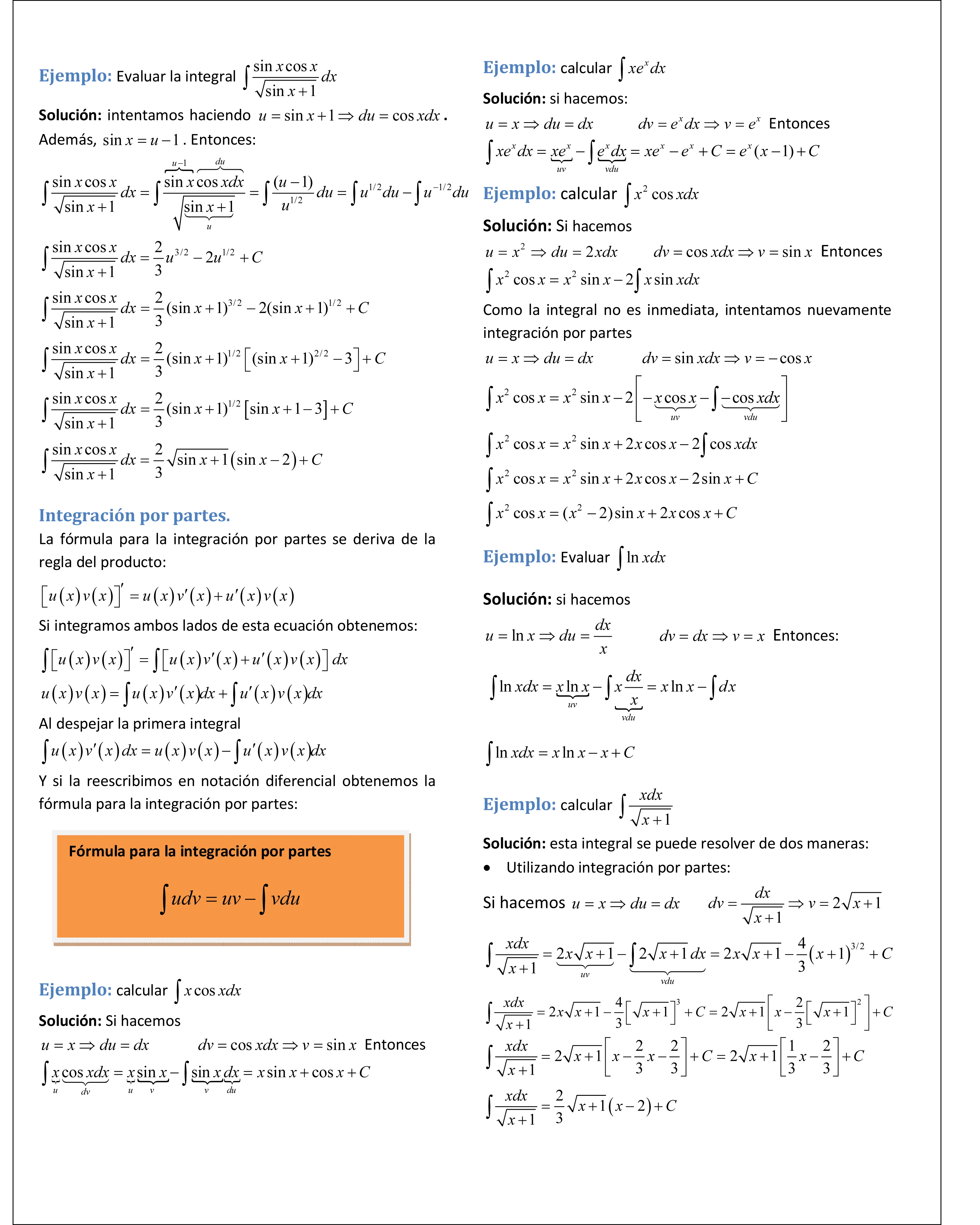 Integrales por partes